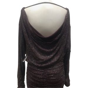 Vince Camuto Metallic Blouson Long Sleeve Maxi Blouson Bodycon Formal Dress